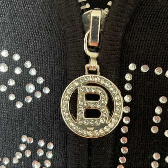 BCBGMaxAzria Soft Black Bedazzled Sequins Zip-Up Hoodie BCBG Y2K Size Large - Picture 8 of 13